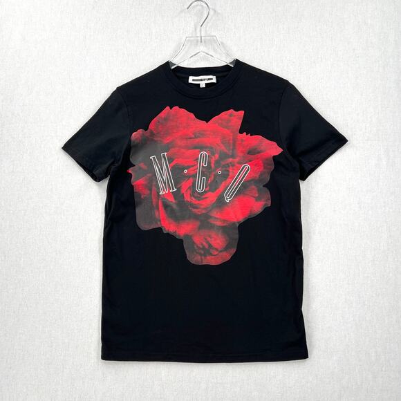 MCQ ALEXANDER MCQUEEN Short Sleeve Tee Womens XS Black Red Crew Neck Cotton - Picture 1 of 12
